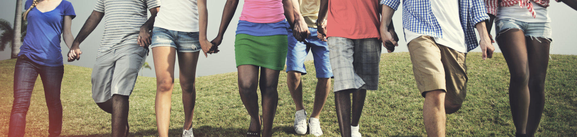 Group of Youths walking hand in hand